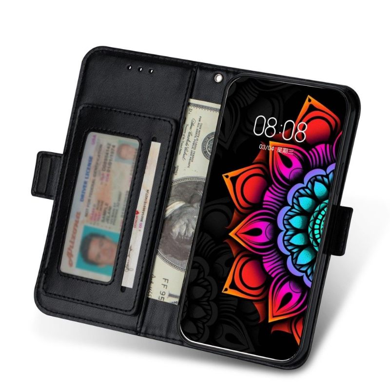 Folio-hoesje voor Samsung Galaxy S22 Ultra 5G Kleurrijke Mandala Dame