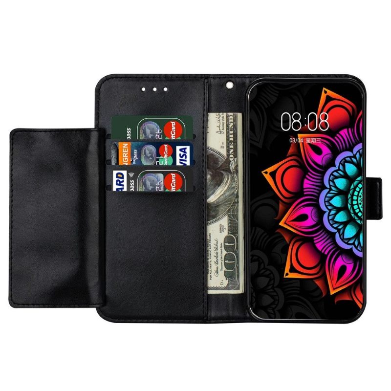 Folio-hoesje voor Samsung Galaxy S22 Ultra 5G Kleurrijke Mandala Dame