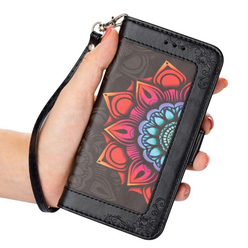 Folio-hoesje voor Samsung Galaxy S22 Ultra 5G Kleurrijke Mandala Dame