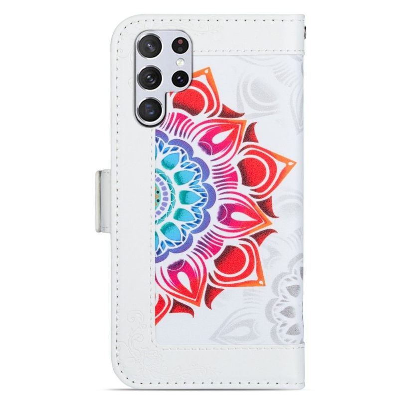 Folio-hoesje voor Samsung Galaxy S22 Ultra 5G Kleurrijke Mandala Dame