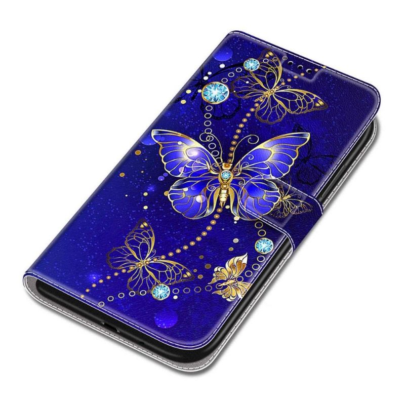 Folio-hoesje voor Samsung Galaxy S22 Ultra 5G Paarse Vlinder