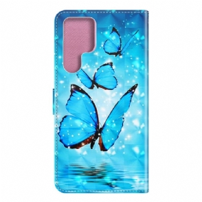 Folio-hoesje voor Samsung Galaxy S22 Ultra 5G Sprankelende Blauwe Vlinders