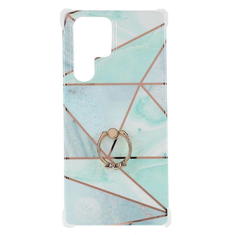 Hoesje voor Samsung Galaxy S22 Ultra 5G Anti-fall Geometrisch Marmer Met Ring