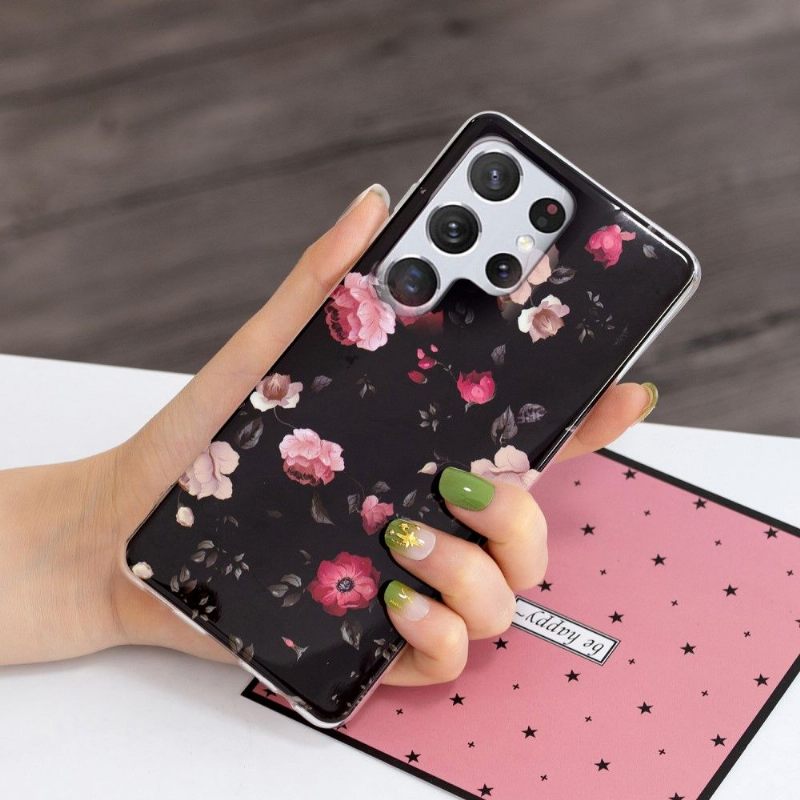 Hoesje voor Samsung Galaxy S22 Ultra 5G Lichtgevende Bloemen