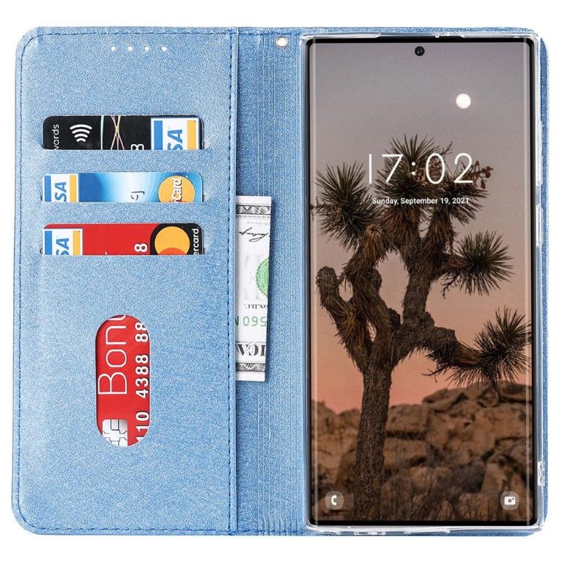 Leren Hoesje voor Samsung Galaxy S22 Ultra 5G Bescherming Folio-hoesje Blauwe Maan Flap Kaarthouder