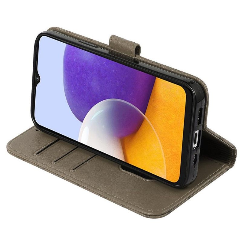 Leren Hoesje voor Samsung Galaxy S22 Ultra 5G Folio-hoesje Leereffect Raster Flap