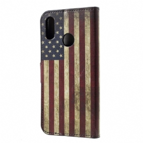 Cover voor Honor 10 Lite Vintage Kaarthouder Met Amerikaanse Vlag