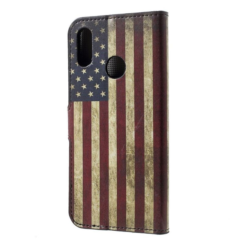 Cover voor Honor 10 Lite Vintage Kaarthouder Met Amerikaanse Vlag