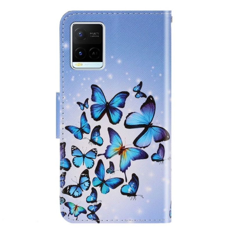 Flip Case voor Vivo Y21 / Y21s / Y33s Blauwe Vlinders