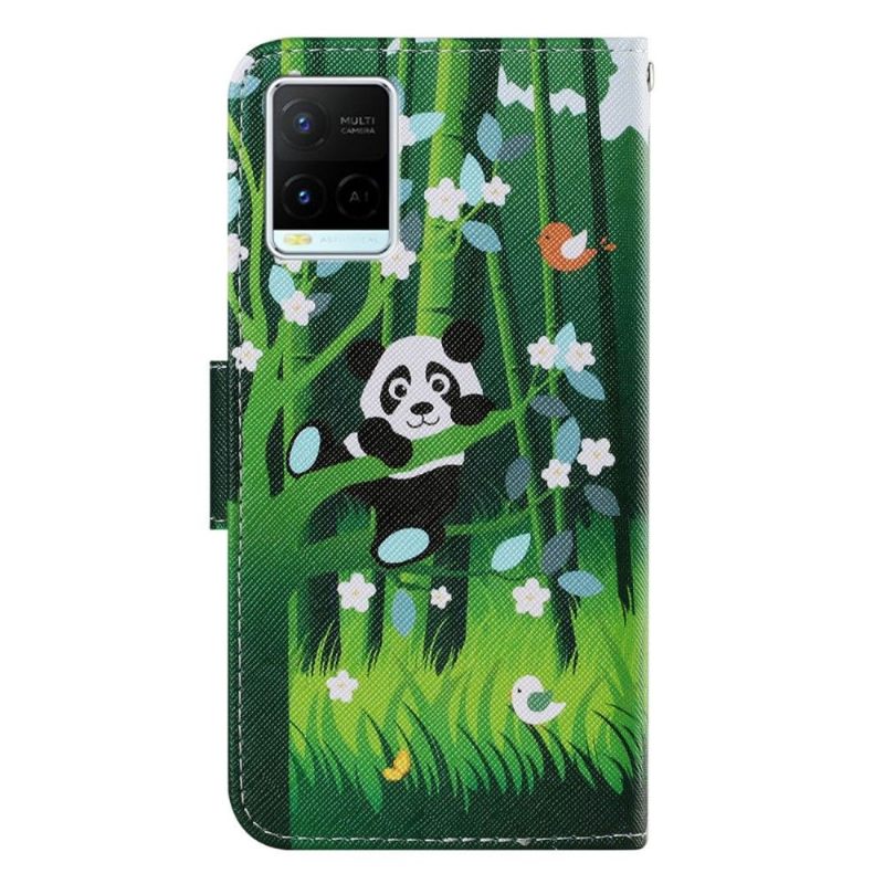 Flip Case voor Vivo Y21 / Y21s / Y33s Panda Bloemen