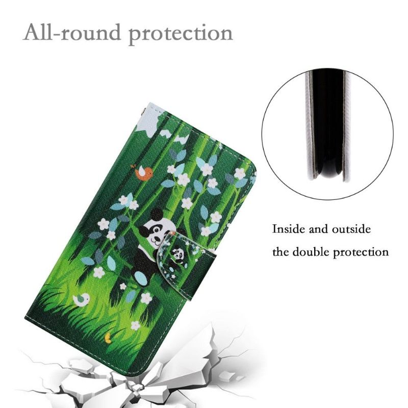 Flip Case voor Vivo Y21 / Y21s / Y33s Panda Bloemen