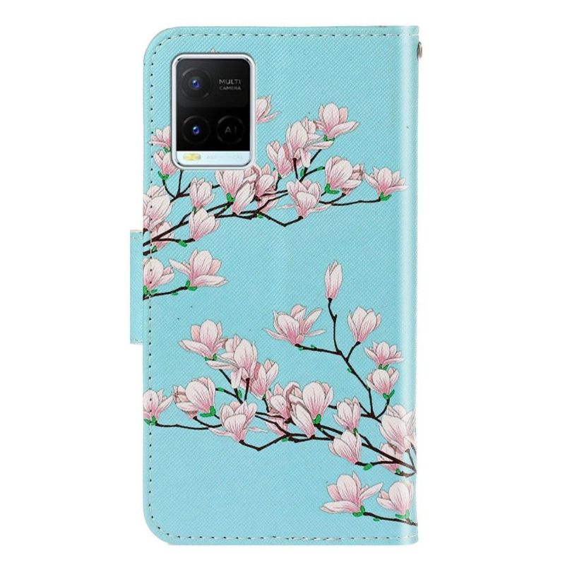 Folio-hoesje voor Vivo Y21 / Y21s / Y33s Anti-fall Witte Bloemen