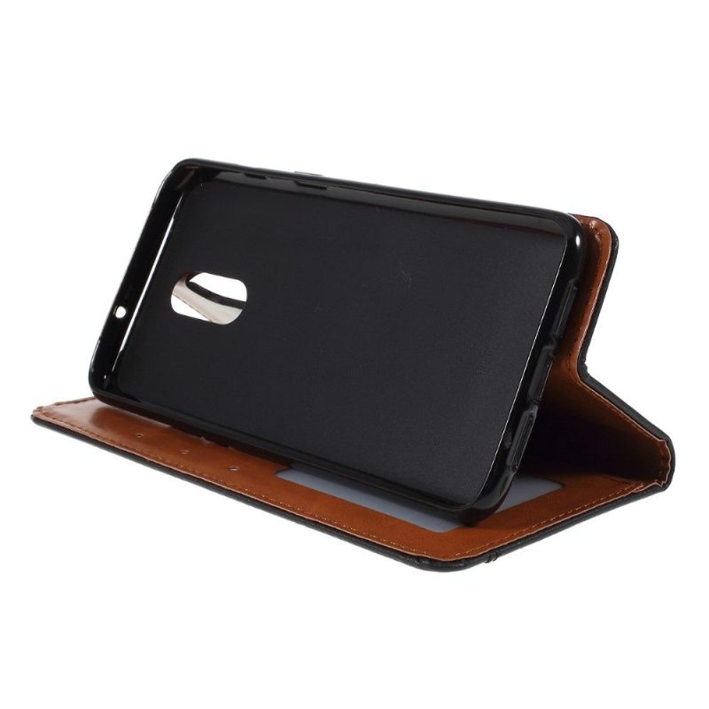 Folio-hoesje voor OnePlus 7 Leren Stand Case