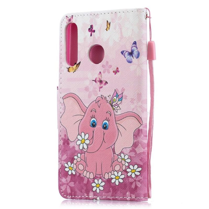 Cover voor Huawei P30 Lite Met Ketting Roze Olifant