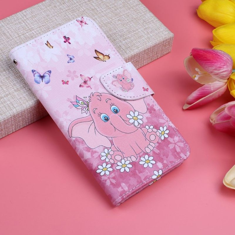 Cover voor Huawei P30 Lite Met Ketting Roze Olifant