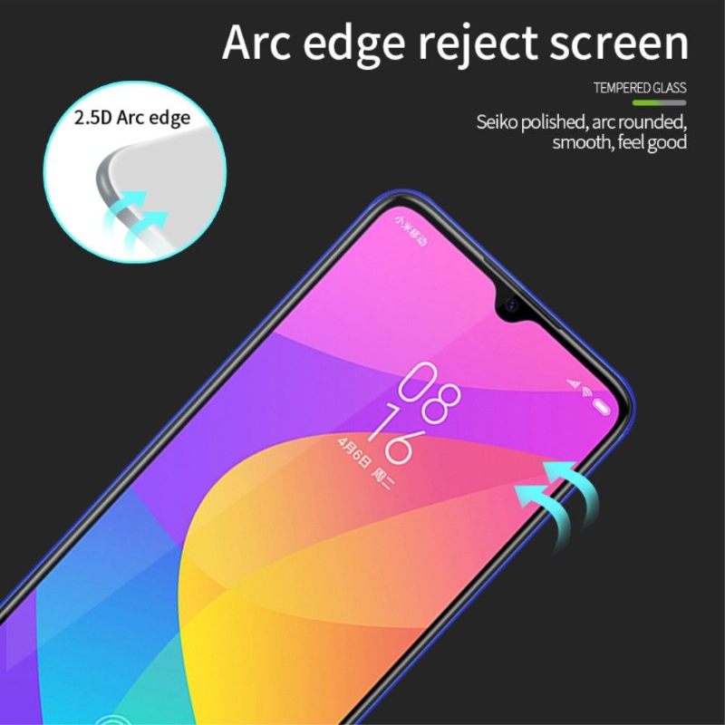 Xiaomi Mi A3 - Schermbeschermer Van Gehard Glas Op Ware Grootte - Zwart