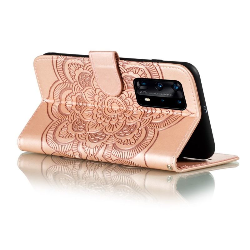 Folio-hoesje voor Huawei P40 Pro+ Mandala Kaarthouder - Rose Goud