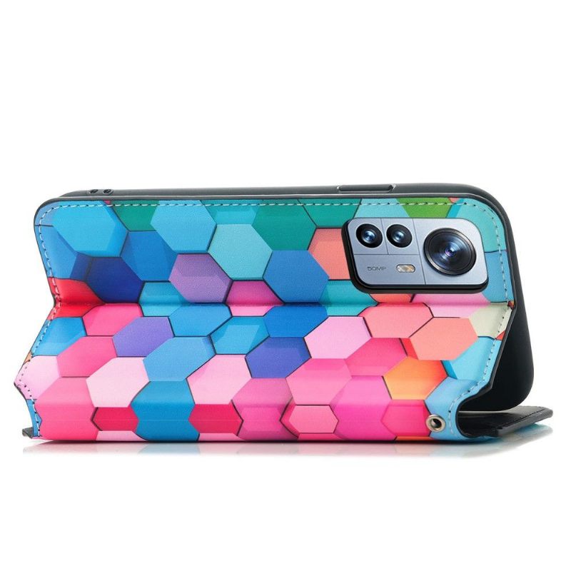 Flip Case voor Xiaomi 12 Pro Folio-hoesje Kleurrijke Honingraat Flip Flap