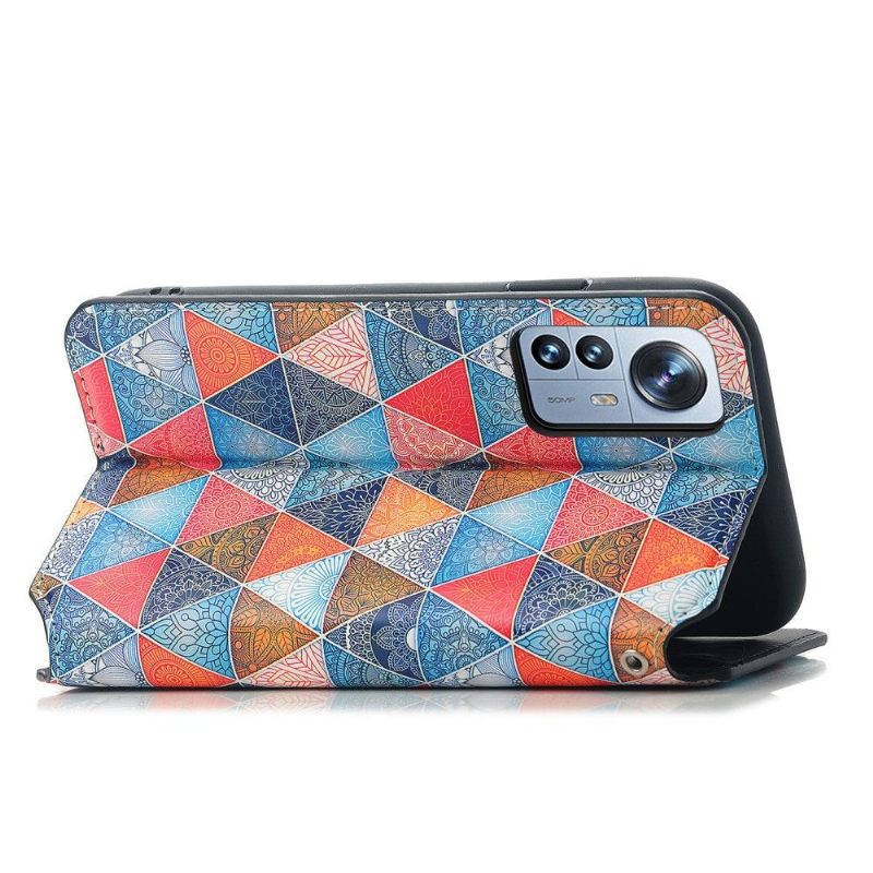 Folio-hoesje voor Xiaomi 12 Pro Caleidoscoop Mandala Flip Flap