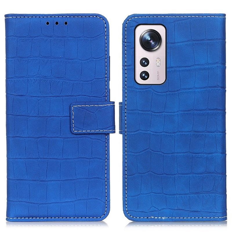 Folio-hoesje voor Xiaomi 12 Pro Croco-look Stiksels