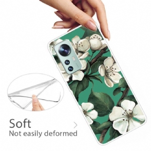 Hoesje voor Xiaomi 12 Pro Anti-fall Witte Bloemen