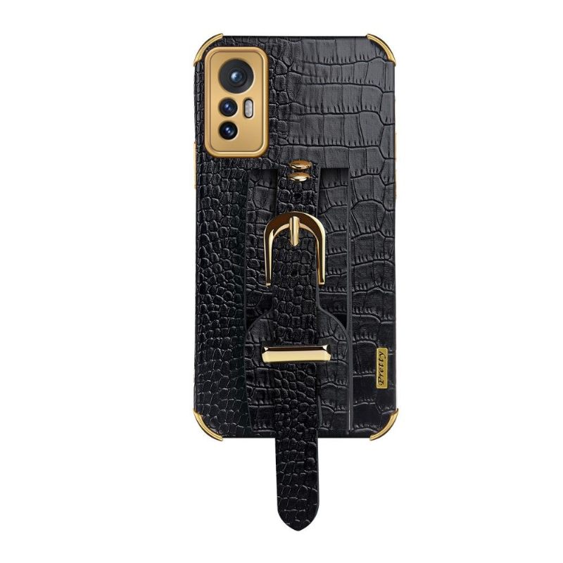 Hoesje voor Xiaomi 12 Pro Krokodil-effect Met Riem