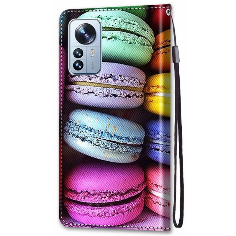 Leren Hoesje voor Xiaomi 12 Pro Bescherming Macarons