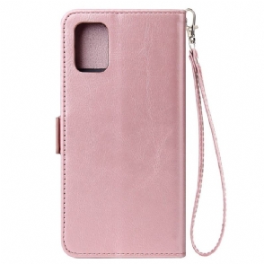 Cover voor Samsung Galaxy A51 Anti-fall Folio-hoesje Ledereffect Met Riem