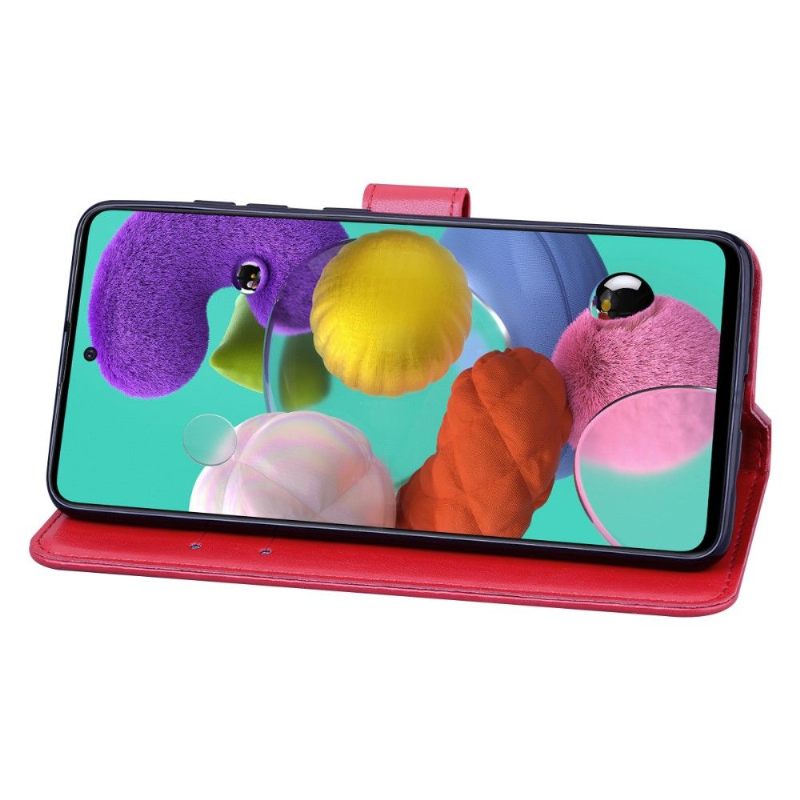 Folio-hoesje voor Samsung Galaxy A51 Imitatieleer Rozenpatroon