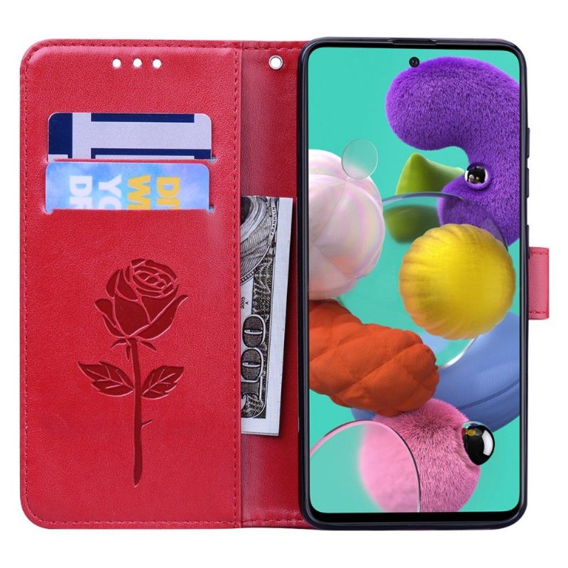 Folio-hoesje voor Samsung Galaxy A51 Imitatieleer Rozenpatroon