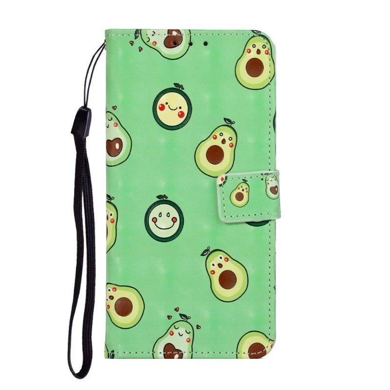 Folio-hoesje voor Samsung Galaxy A51 Kawaii Avocado