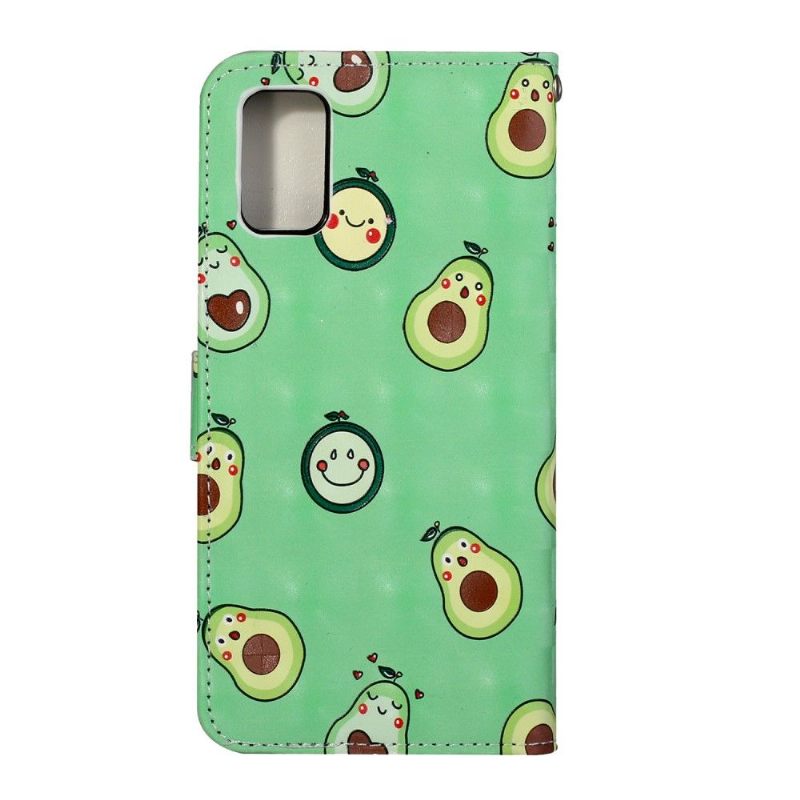 Folio-hoesje voor Samsung Galaxy A51 Kawaii Avocado