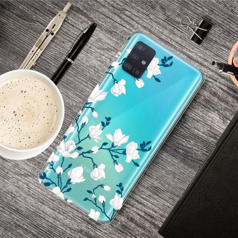 Hoesje voor Samsung Galaxy A51 Witte Bloemen