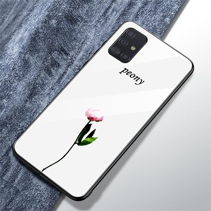 Telefoonhoesje voor Samsung Galaxy A51 Glazen Achterkant Van De Pioen