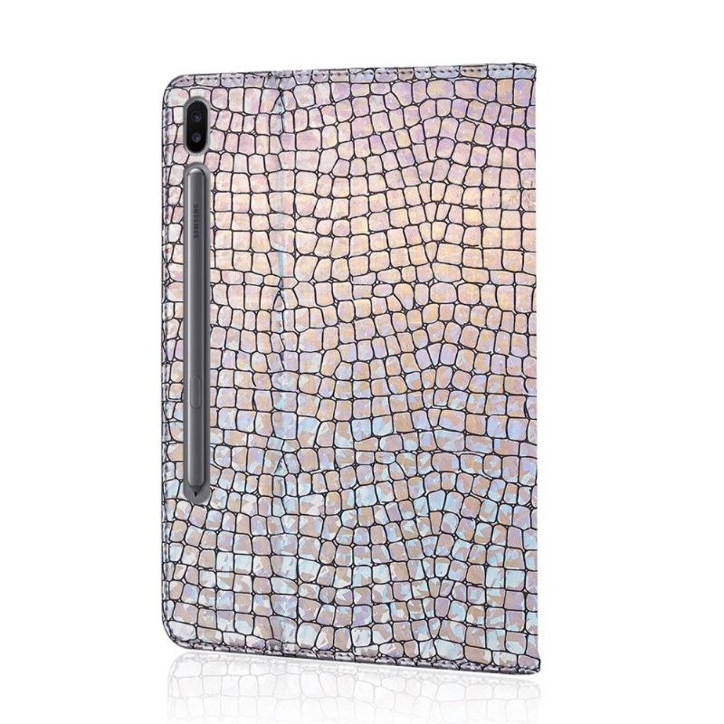 Folio-hoesje voor Samsung Galaxy Tab S6 Glamour Krokodilleneffect Pailletten