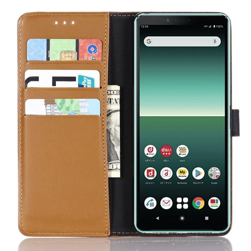 Cover voor Sony Xperia 10 II Folio-hoesje Retro Leereffect