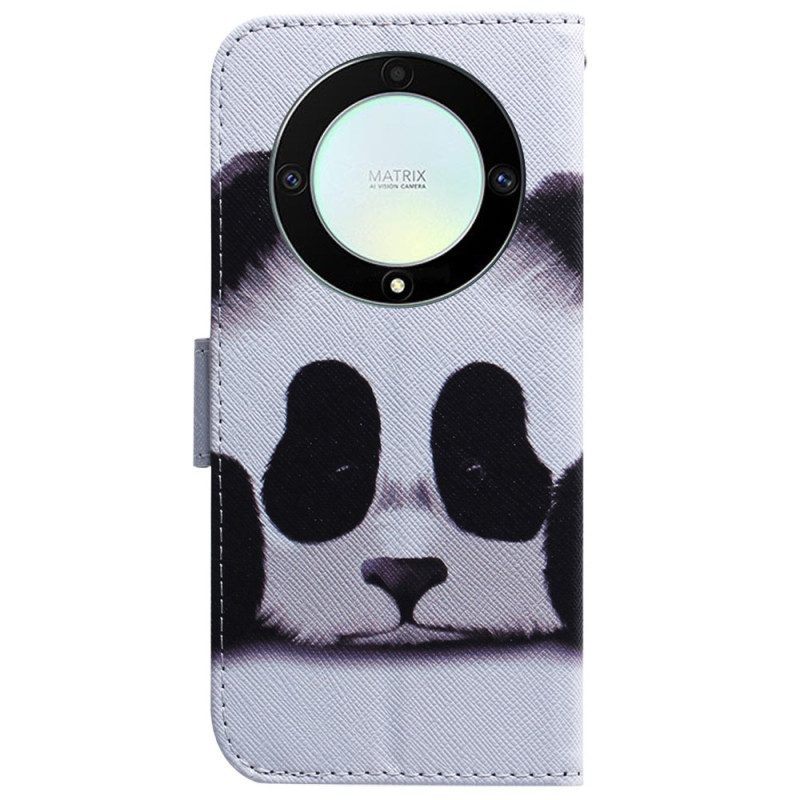 Flip Case voor Honor Magic 5 Lite Met Ketting Strakke Panda