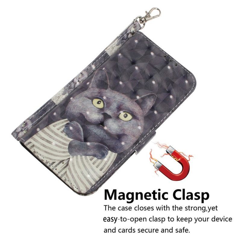 Flip Case voor iPhone 14 Plus Met Ketting String Katten