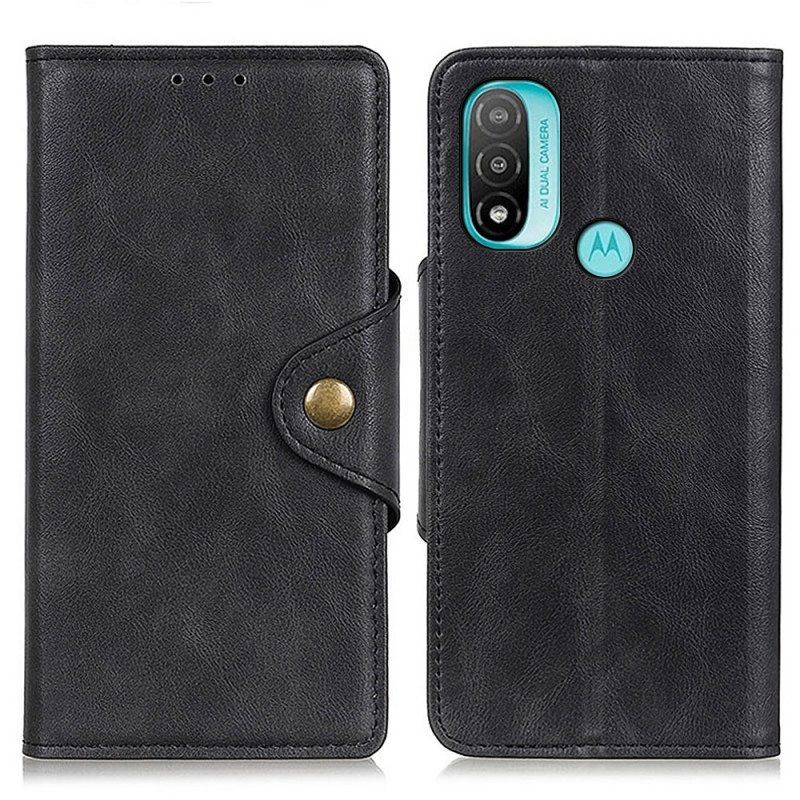 Flip Case voor Moto E40 / E30 / E20 Vintage Kunstleer En Knop