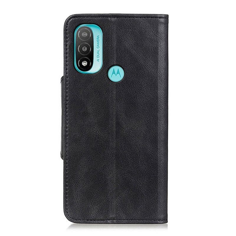 Flip Case voor Moto E40 / E30 / E20 Vintage Kunstleer En Knop