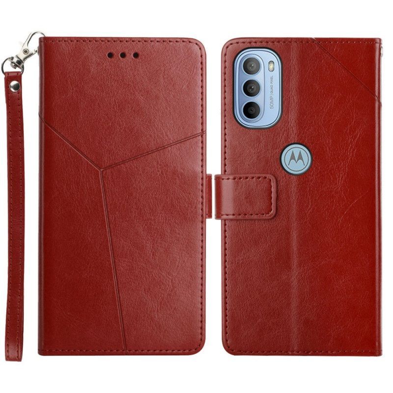 Flip Case voor Moto G51 5G Stijl Leer Geo Y Design