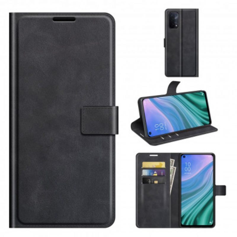 Flip Case voor Oppo A54 5G / A74 5G Klassieke Retro Lederen Stijl