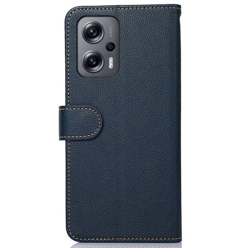 Flip Case voor Poco X4 GT Lychee-stijl Rfid Khazneh