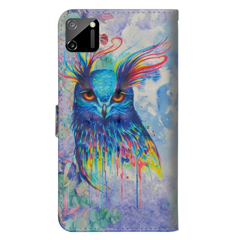 Flip Case voor Realme C11 Aquarel Vogel