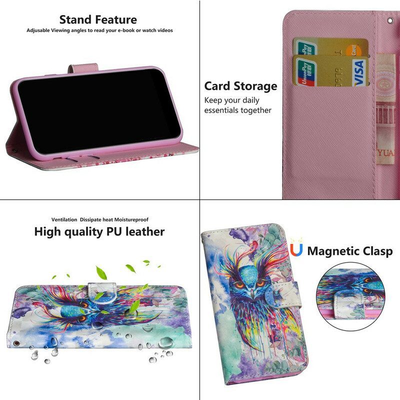 Flip Case voor Realme C11 Aquarel Vogel