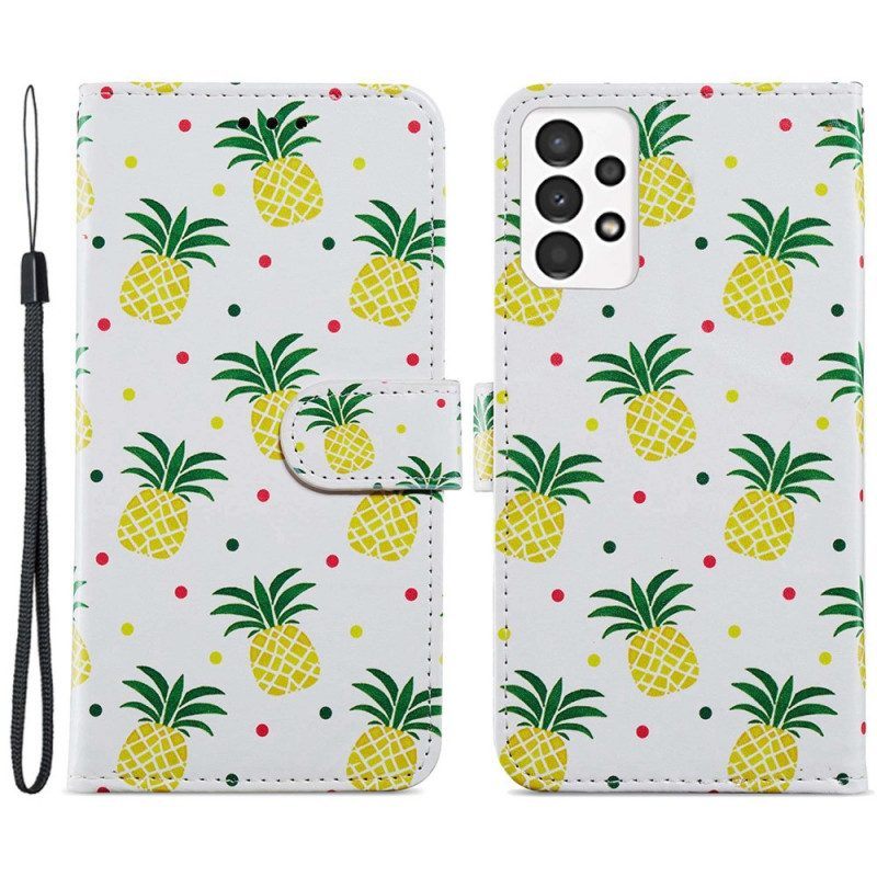 Flip Case voor Samsung Galaxy A13 Driehoeken Met Lanyard