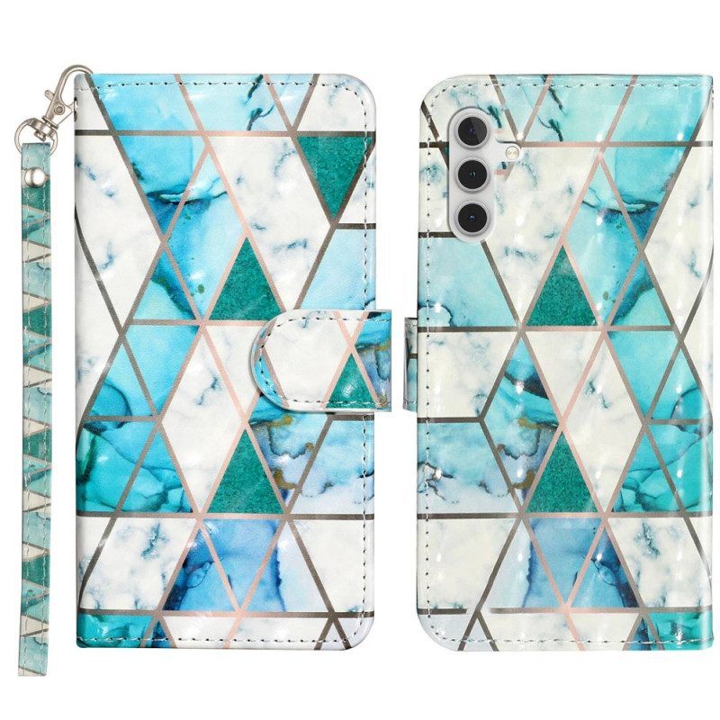 Flip Case voor Samsung Galaxy A14 / A14 5G Met Ketting Imitatie Lakleer