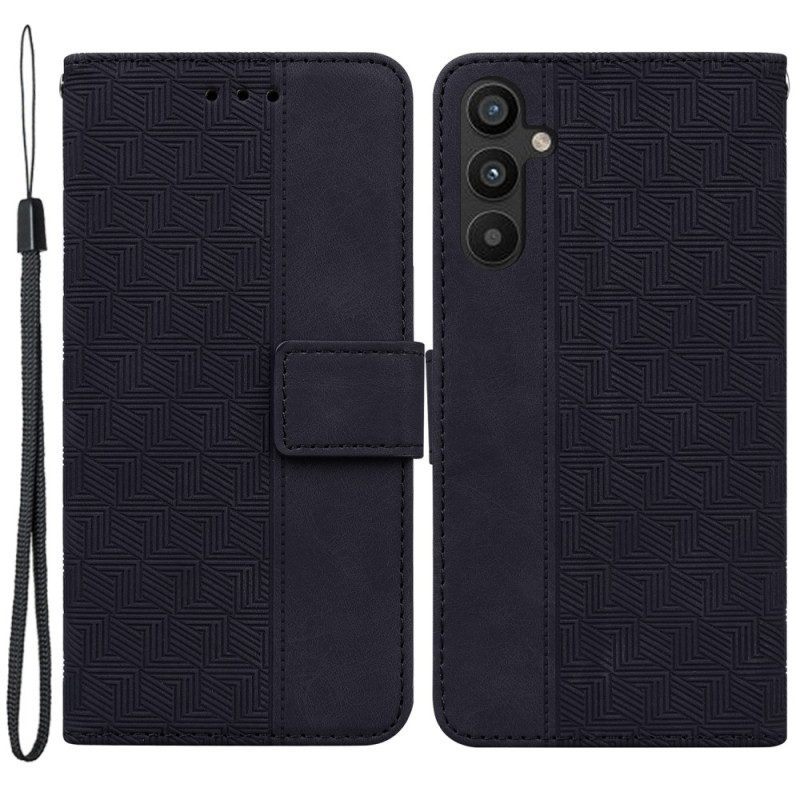 Flip Case voor Samsung Galaxy A54 5G Discrete Patronen En Riem