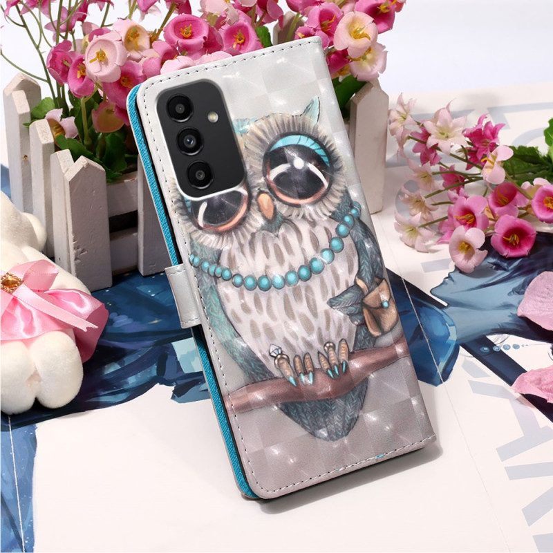 Flip Case voor Samsung Galaxy A54 5G Miss Uil Met Lanyard