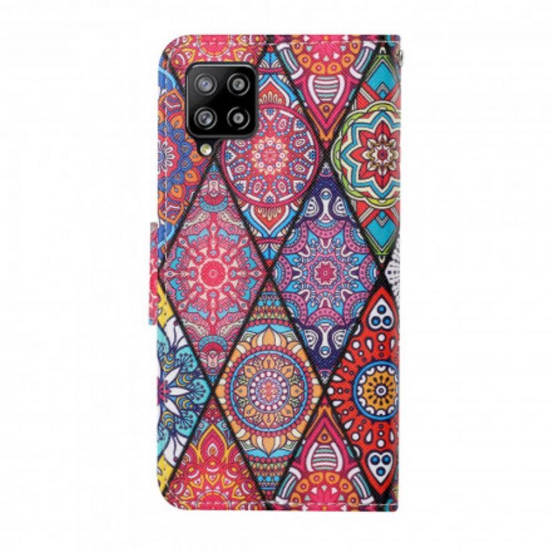 Flip Case voor Samsung Galaxy M12 / A12 Lappendeken Met Koord